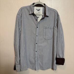 FCUK French Connection Men's Shirt Button Down Long Sleeve Plaid Size XL